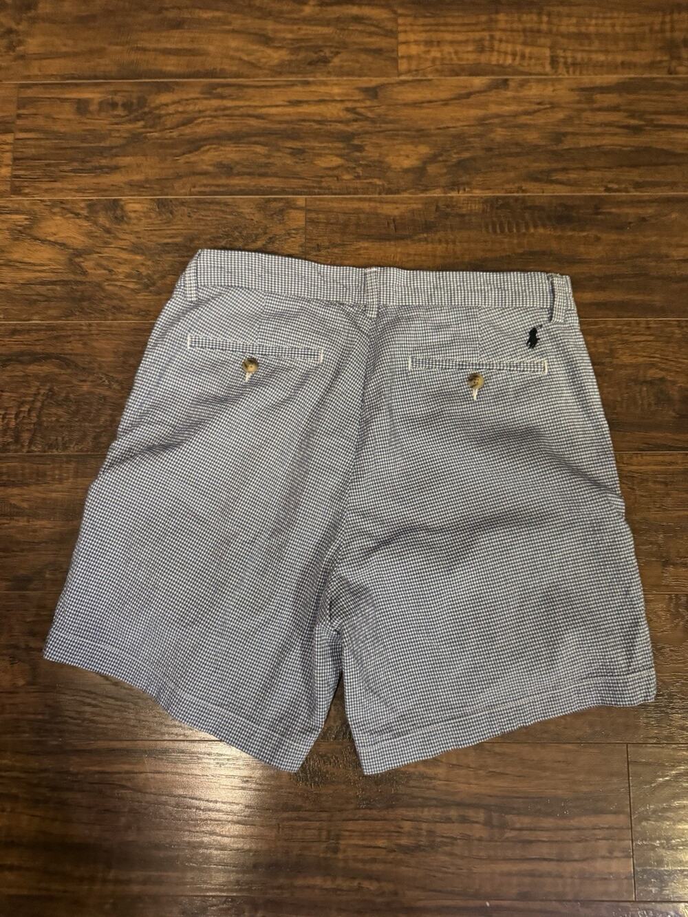 Polo Ralph Lauren Shorts Mens 30 Blue Check Stretch Classic Fit Pony